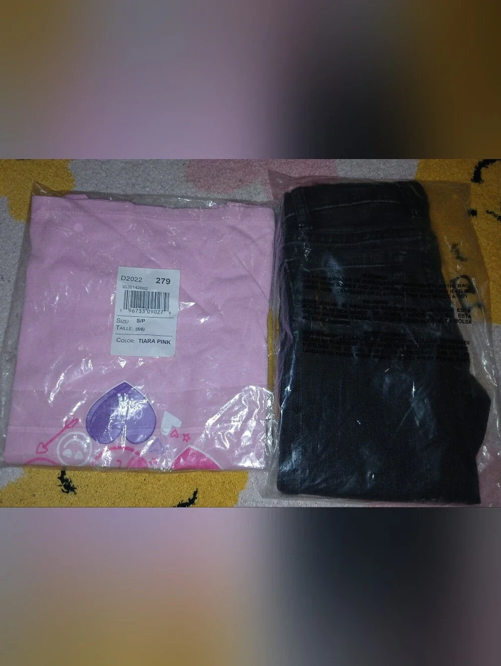 NWT Twins The Children's Place Black Skinny Jeans - Kate Wash & Pink Shirt.